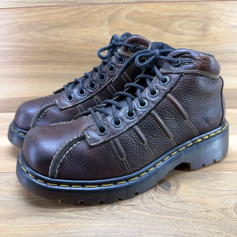 Dr Martens Vintage 90's Y2K Chunky Boots Mens US 8 UK 7 Brown Square Toe 9763